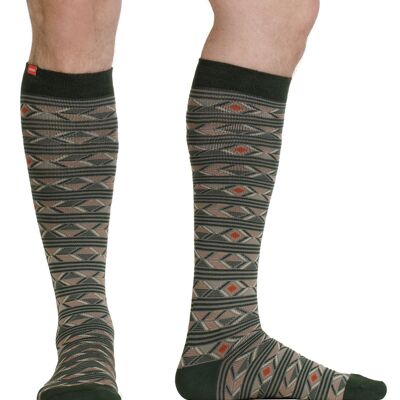 Compression Socks (15-20 mmHg) Cotton - Pine & Salmon