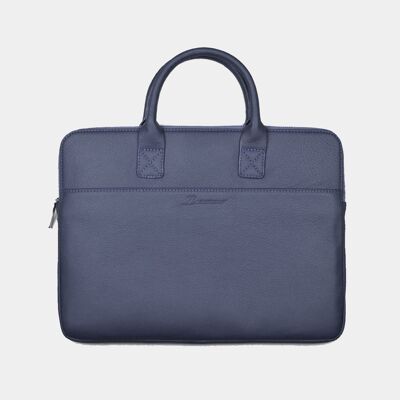 Borsa per laptop in pelle blu da 14 pollici