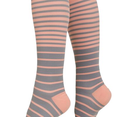 Compression Socks (15-20 mmHg) Nylon - Salmon & Grey