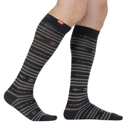 Compression Socks (15-20 mmHg) Merino Wool - Black & Grey