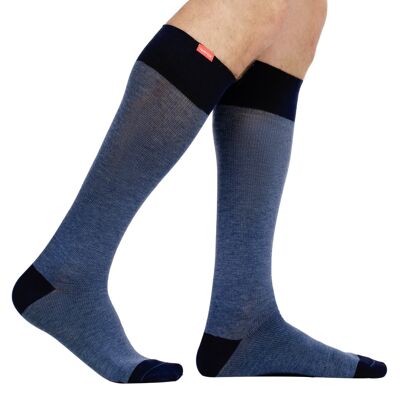 Compression Socks with Wide Calf (15-20 mmHg) Cotton - Navy
