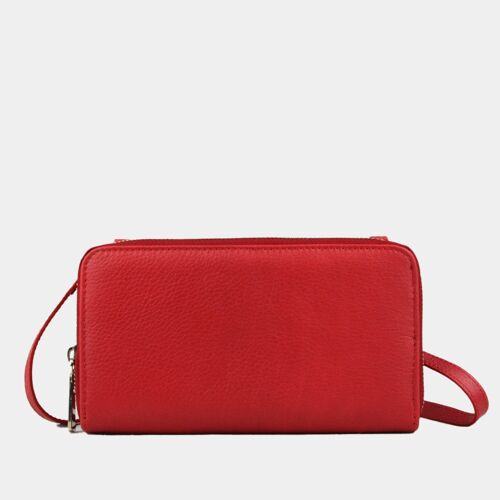 Pochette bandoulière cuir rouge