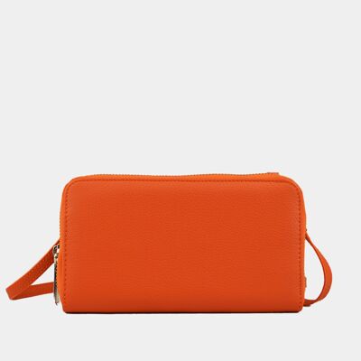 Orange leather shoulder bag
