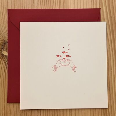 Carte Coeurs Mains Édition Saint-Valentin