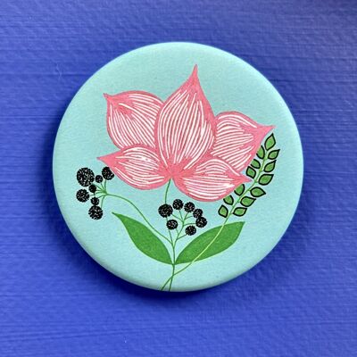 Broche turquesa y rosa