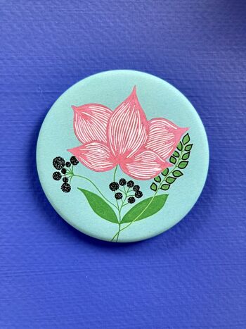 Turquoise and pink brooch 1