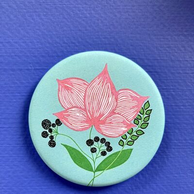 Turquoise and pink brooch