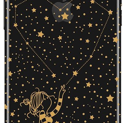La Volatil Carcasa para iPhone X y iPhone XS transparente con diseño original de Estrellas en Dorado