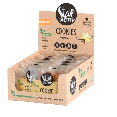 Présentoir de 14 cookies à la vanille naturelle emballés individuellement