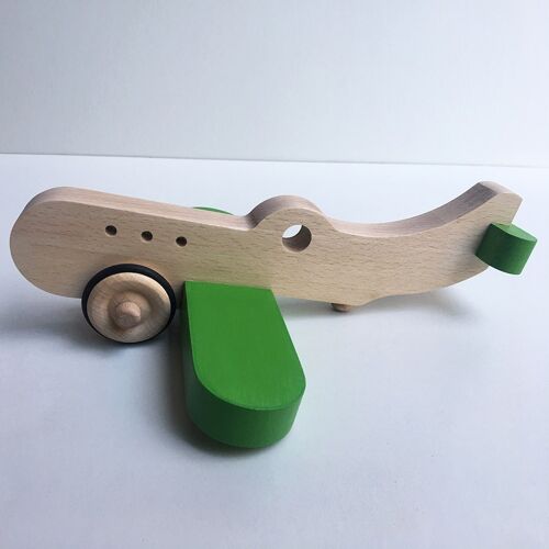 Amélia l'avion en bois à roulettes - Vert - Jouet en bois