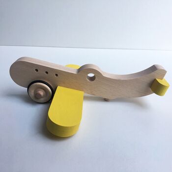 Amélia l'avion en bois à roulettes - Jaune- Jouet en bois 2