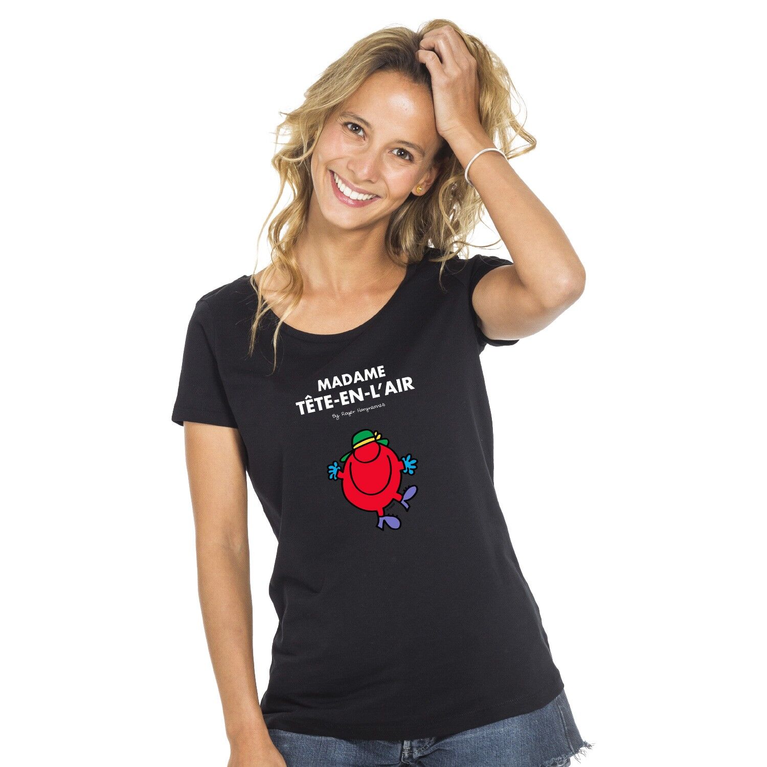 SCHWARZES TSHIRT Madame Kopf in der Luft