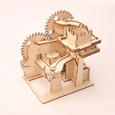 Kit di costruzione Hybrid Ball Track Castle su energia solare o batteria in legno