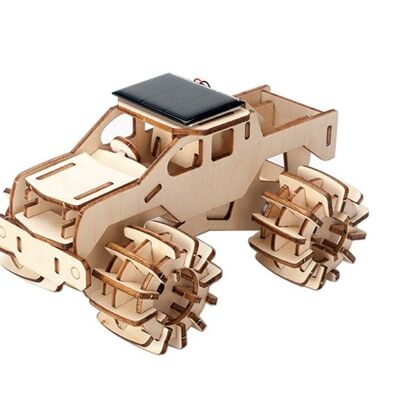 Building kit Monster truck made of wood on solar energy