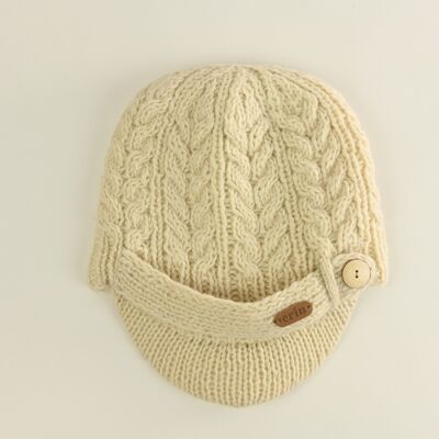 PK927 Aran Cable Peak Hat Weiß