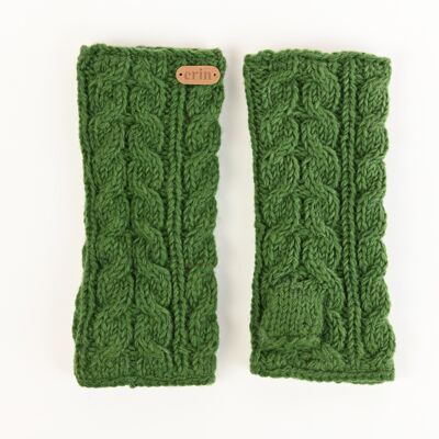 PK927 Aran Cable Handwarmers Verde