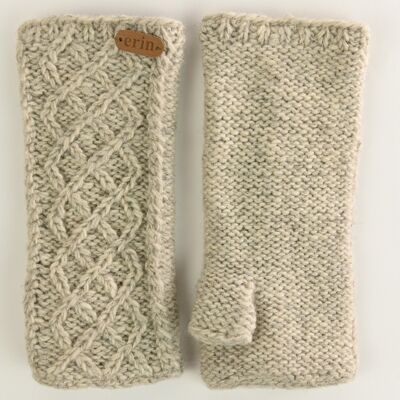 PK1640 Aran Trellis Handwarmers Oatmeal