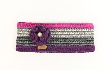 PK1521 Bandeau Crochet avec Fleur Violet / Rose 1