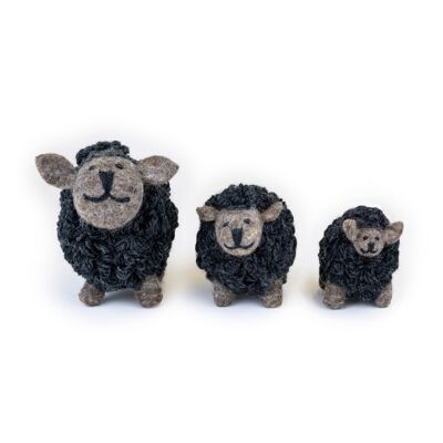 Knitted Wool Standing Sheep Charcoal Medium