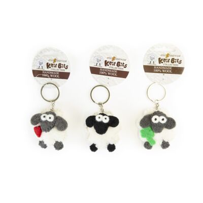 Felt Wool Sheep Keyring Shamrock