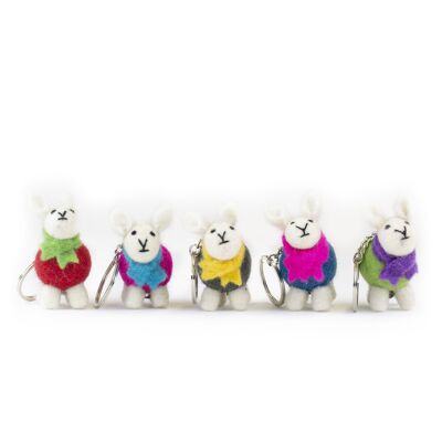 Felt Wool Standing Sheep with Scarf Keyring