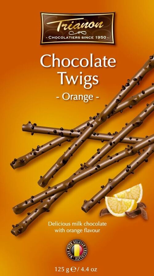 Chocolate belga Twigs con naranja 125 g. Trianon