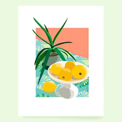 Poster Zitronen Aloe Vera Stillleben A4-Format
