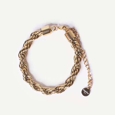 Monica Gold twisted wide chain bracelet | Handmade jewelry in France