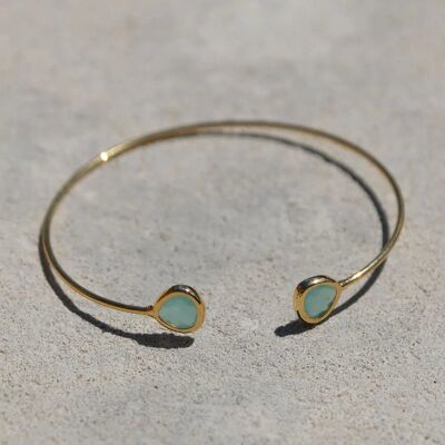 Thin bangle with natural stones Naïade Gold | Handmade jewelry in France