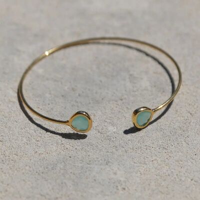 Thin bangle with natural stones Naïade Gold | Handmade jewelry in France