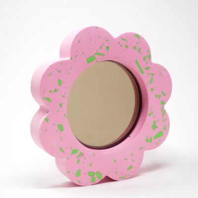 Flower Power Mirror/ Pink and Neon Green Terrazzo