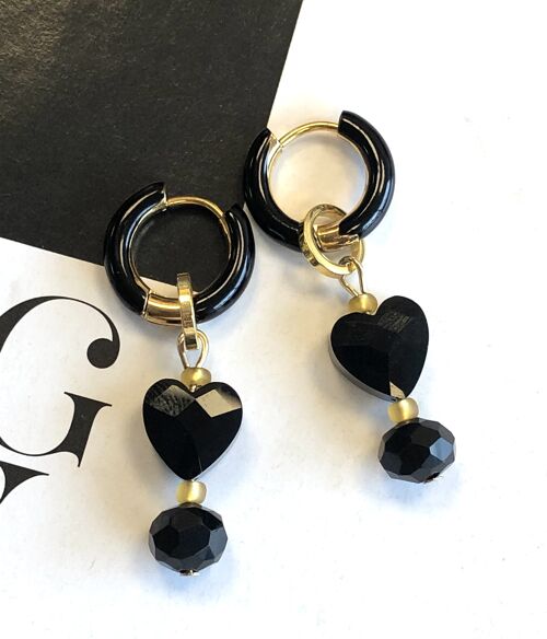 Earings black with facet bead