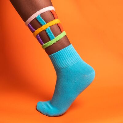 (blau) Color Cuff-Socken