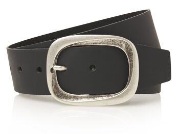 Stoere 5cm brede jeans riem van zwart cuir - 100% cuir - noir 1