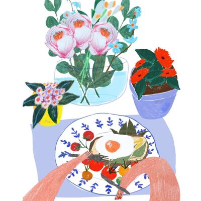 Breakfast and Flowers 210x297mm