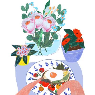 Breakfast and Flowers 420x297mm