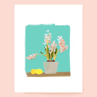 Póster de flores de jacinto en formato A4.