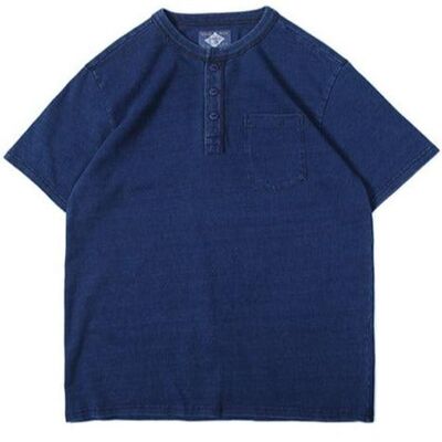 Indigo Henley - Wash - Pocket Tee - 40