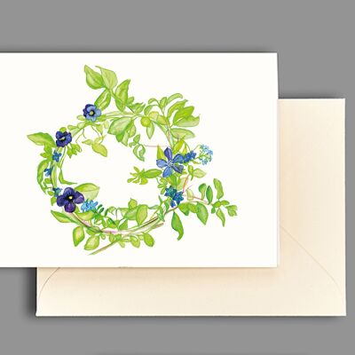 Greeting card floral wreath