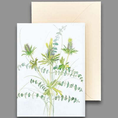 Greeting card blue thistle