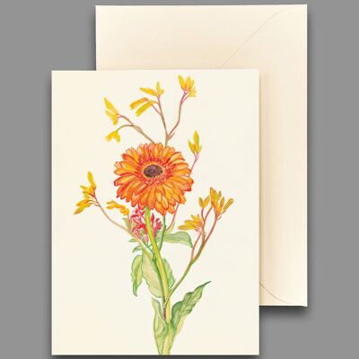 Carte de voeux gerbera orange