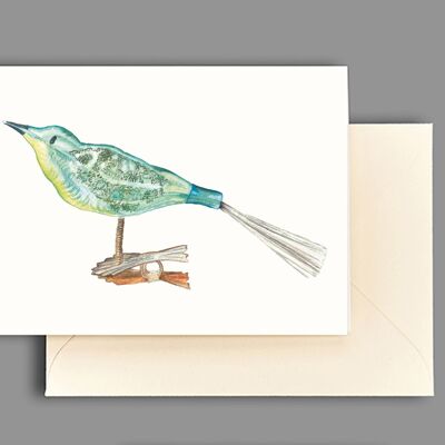 Greeting card turquoise bird