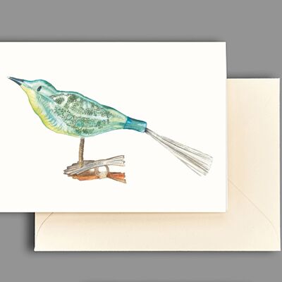 Greeting card turquoise bird