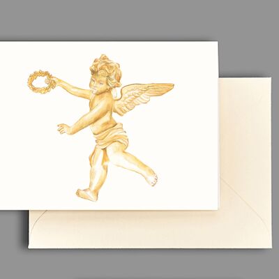 Carte de voeux ange en bronze