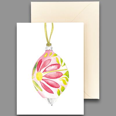 Greeting card Christmas tree ball rosé