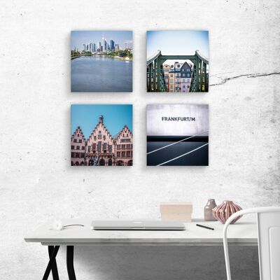 Photo square 10x10cm - Frankfurt on wood