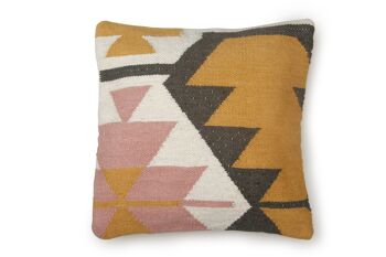 COUSSIN AUX MOTIFS KILIM MULTICOLORE EN LAINE TISSÉE 1