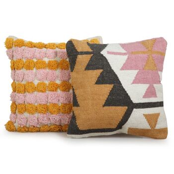 COUSSIN AUX MOTIFS KILIM MULTICOLORE EN LAINE TISSÉE 6