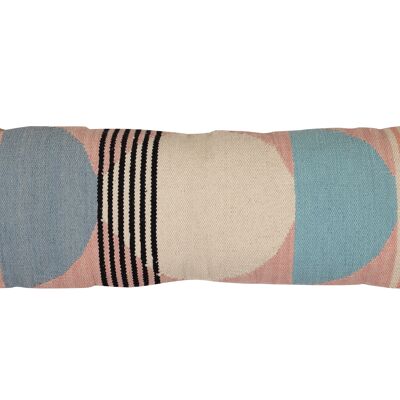 Almohada lumbar con formas geométricas hecha a mano, multicolor, 30 x 76 cm