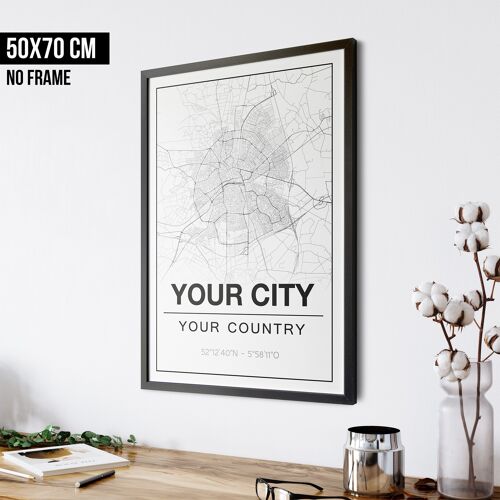 YOUR CITY - CITY MAP POSTER (50x70cm) - NO FRAME